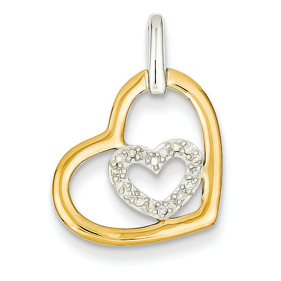 0.1 Carat 14K Gold Two-tone Diamond Heart Pendant