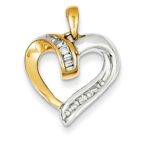 0.1 Carat 14K Gold Two-Tone Diamond Heart Pendant