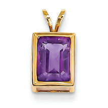 1.6 Carat 14K Gold Amethyst Diamond bezel pendant