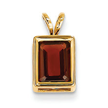 2 Carat 14K Gold 8x6mm Emerald Cut Garnet bezel pendant