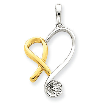 14K Gold Two-tone Diamond Heart Pendant