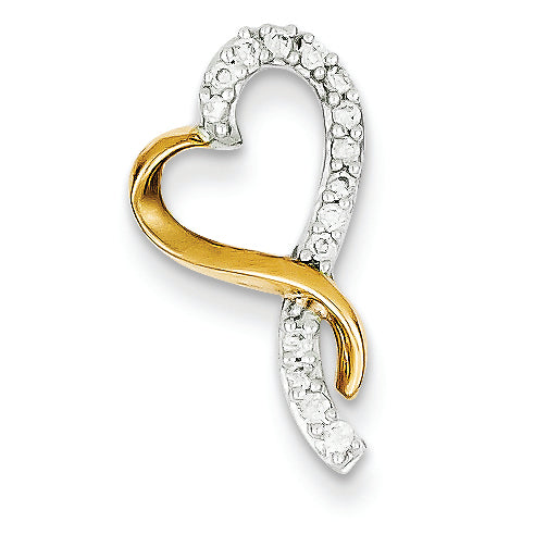 0.1 Carat 14K Gold Two-tone Diamond Heart Pendant