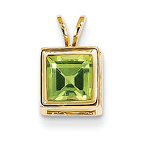 1 Carat 14K Gold Peridot Diamond bezel pendant