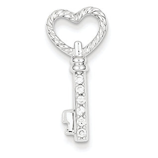 0.1 Carat 14K White Gold Diamond Key Pendant