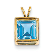 2.3 Carat 14K Gold Blue Topaz Diamond bezel pendant