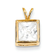 14K Gold Cubic Zirconia Diamond bezel pendant