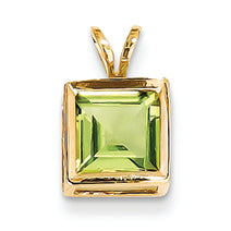 1.7 Carat 14K Gold Peridot Diamond bezel pendant