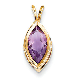 1.7 Carat 14K Gold 12x6mm Marquise Amethyst bezel pendant