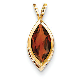 2.6 Carat 14K Gold 12x6mm Marquise Garnet bezel pendant