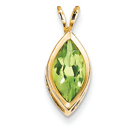 1.8 Carat 14K Gold Peridot Diamond bezel pendant