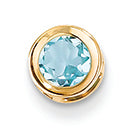 0.7 Carat 14K Gold 5mm Blue Topaz bezel pendant