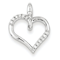 0.1 Carat 14K White Gold Diamond Heart Pendant