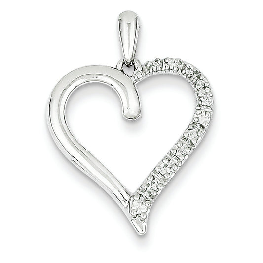0.1 Carat 14K White Gold Diamond Heart Pendant