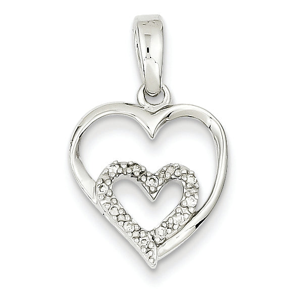 0.1 Carat 14K White Gold Diamond Heart Pendant