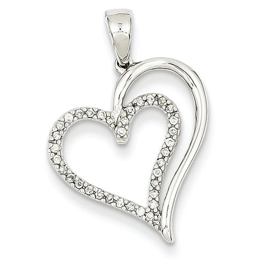 0.1 Carat 14K White Gold Diamond Heart Pendant