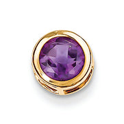 0.8 Carat 14K Gold 6mm Amethyst bezel pendant
