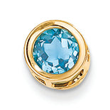 1.1 Carat 14K Gold 6mm Blue Topaz bezel pendant