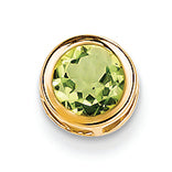 0.9 Carat 14K Gold 6mm Peridot bezel pendant