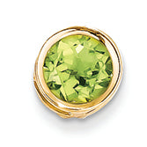 1.3 Carat 14K Gold 7mm Peridot bezel pendant
