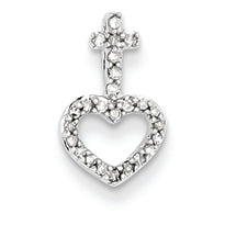 0.1 Carat 14K White Gold Diamond Heart & Cross Pendant