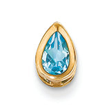 0.5 Carat 14K Gold 6x4mm Pear Blue Topaz bezel pendant