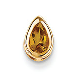 0.4 Carat 14K Gold 6x4mm Pear Citrine bezel pendant