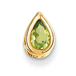 0.5 Carat 14K Gold 6x4mm Pear Peridot bezel pendant