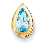 1.2 Carat 14K Gold 8x5mm Pear Blue Topaz bezel pendant