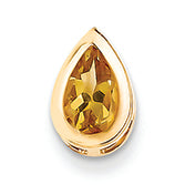 0.7 Carat 14K Gold 8x5mm Pear Citrine bezel pendant