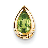 0.9 Carat 14K Gold 8x5mm Pear Peridot bezel pendant