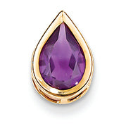 1.3 Carat 14K Gold 9x6mm Pear Amethyst bezel pendant