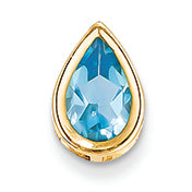 1.6 Carat 14K Gold 9x6mm Pear Blue Topaz bezel pendant