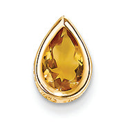 1.3 Carat 14K Gold 9x6mm Pear Citrine bezel pendant