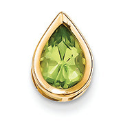 1.4 Carat 14K Gold 9x6mm Pear Peridot bezel pendant