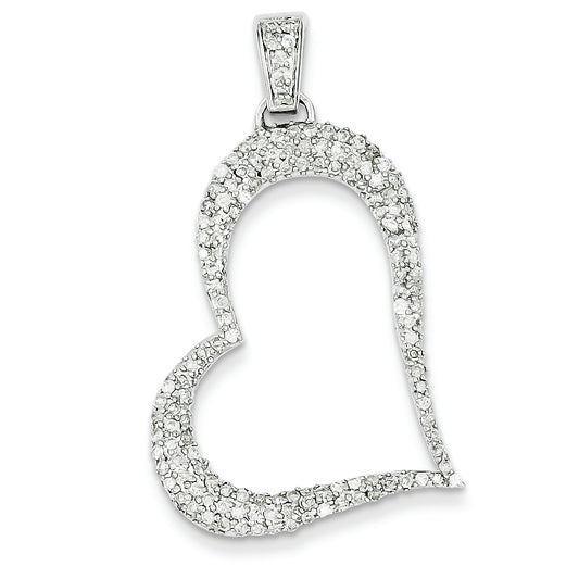 0.8 Carat 14K White Gold Diamond Heart Pendant
