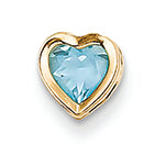 0.5 Carat 14K Gold 5mm Heart Blue Topaz bezel pendant