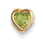 0.5 Carat 14K Gold 5mm Heart Peridot bezel pendant