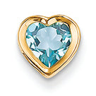 0.9 Carat 14K Gold 6mm Heart Blue Topaz bezel pendant