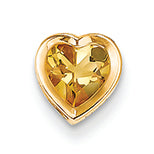 0.7 Carat 14K Gold 6mm Heart Citrine bezel pendant