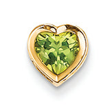 0.8 Carat 14K Gold 6mm Heart Peridot Bezel Pendant