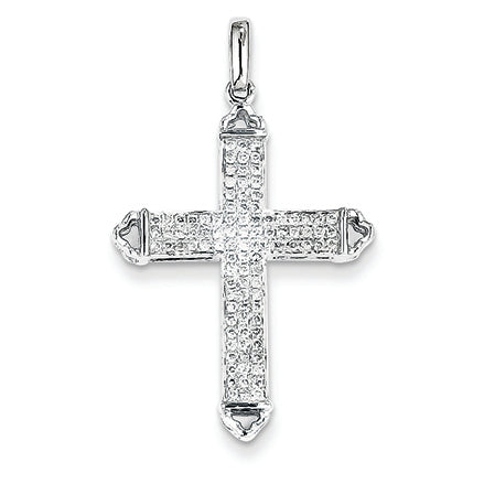 0.3 Carat 14K White Gold Diamond Cross Pendant