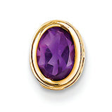 0.7 Carat 14K Gold 7x5mm Oval Amethyst bezel pendant