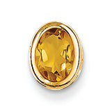 0.7 Carat 14K Gold 7x5mm Oval Citrine bezel pendant