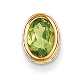 0.9 Carat 14K Gold 7x5mm Oval Peridot bezel pendant