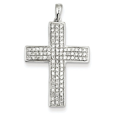 0.5 Carat 14K White Gold Diamond Latin Cross Pendant