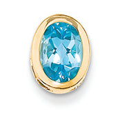 1.6 Carat 14K Gold 8x6mm Oval Blue Topaz bezel pendant