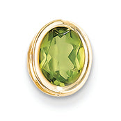 1.4 Carat 14K Gold 8x6mm Oval Peridot bezel pendant