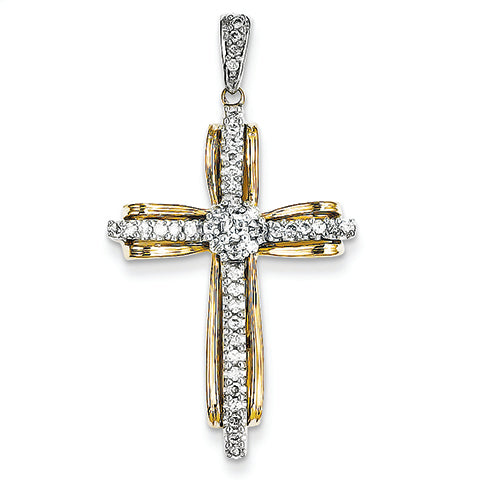 0.3 Carat 14K Gold Two-tone Diamond Passion Cross Pendant