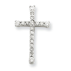 0.2 Carat 14K White Gold Diamond Cross Pendant