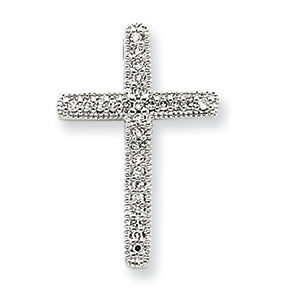 0.1 Carat 14K White Gold Diamond Cross Pendant